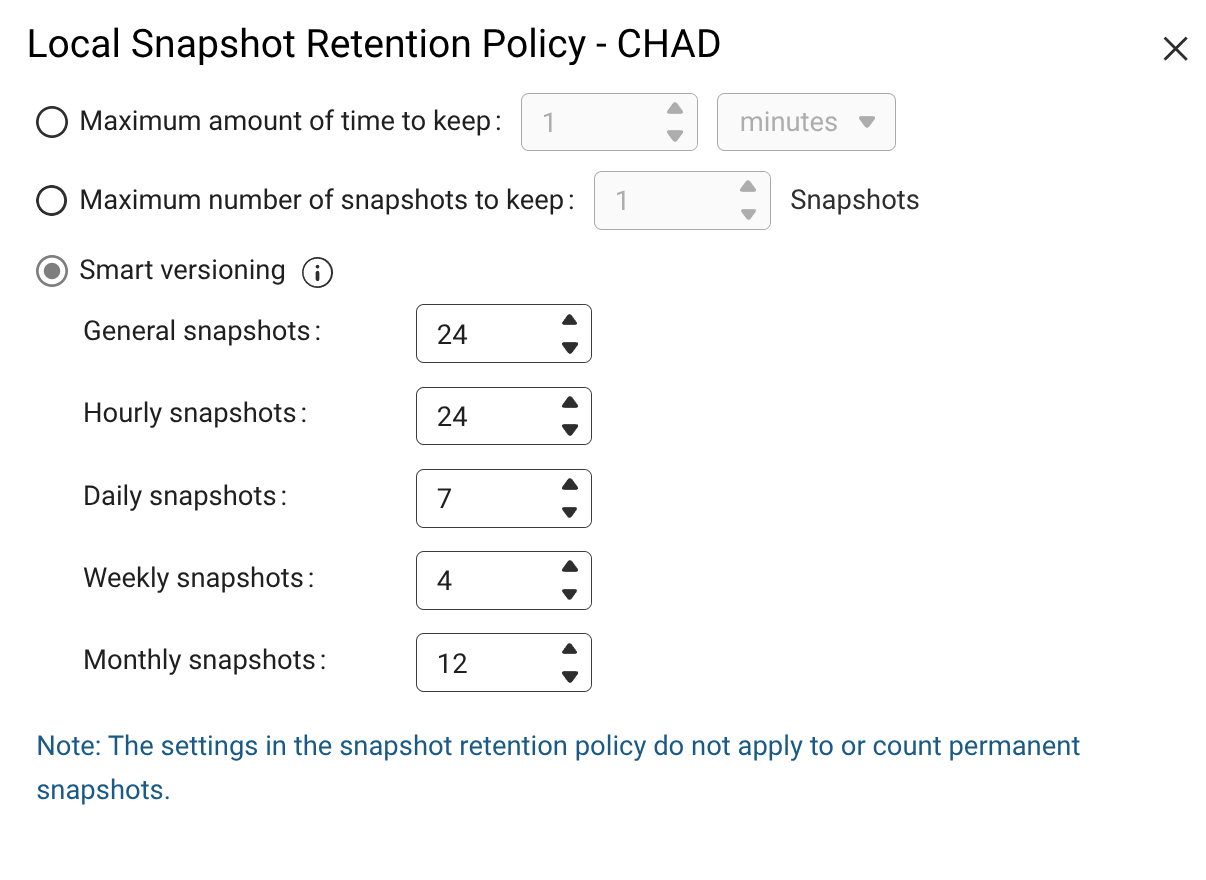 Snapshot retention policy: how many to keep per day, week and month