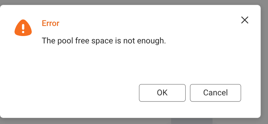QNAP error when trying to create a snapshot: insufficient pool free space, even with terabytes free